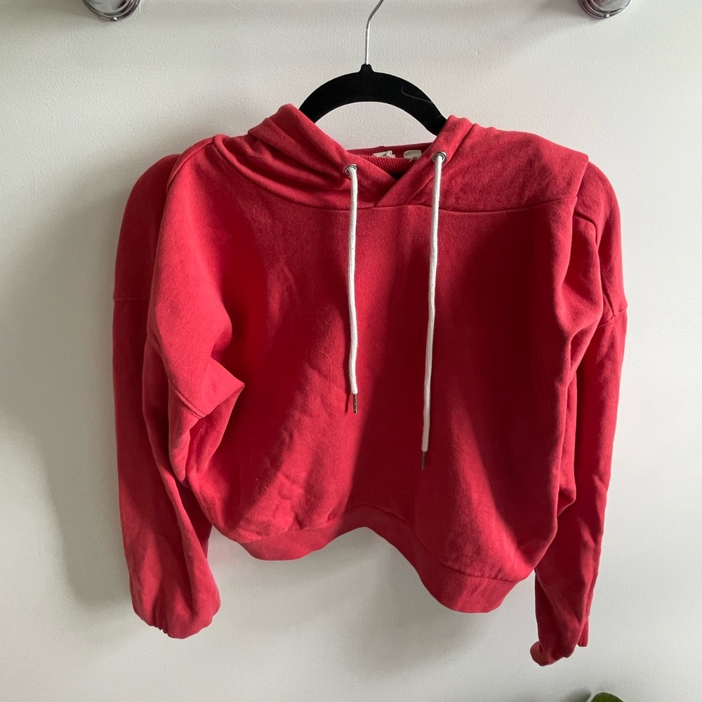 GAP Red Cropped Hoodie with Drawstrings